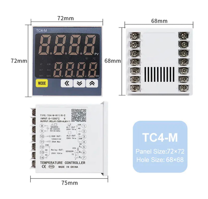 TC4 Series Intelligent Digital Display Temperature Controller Universal Input Double Output AC85-265V PID Control Thermostat