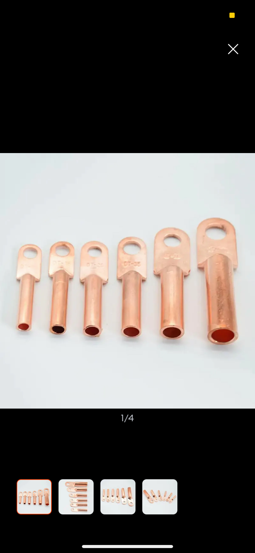 1PC Cable Connector Crimping Type Copper Terminals copper cable terminal Tube DT-10 DT-16 DT-25 DT-35 DT-50 DT-70 mm2