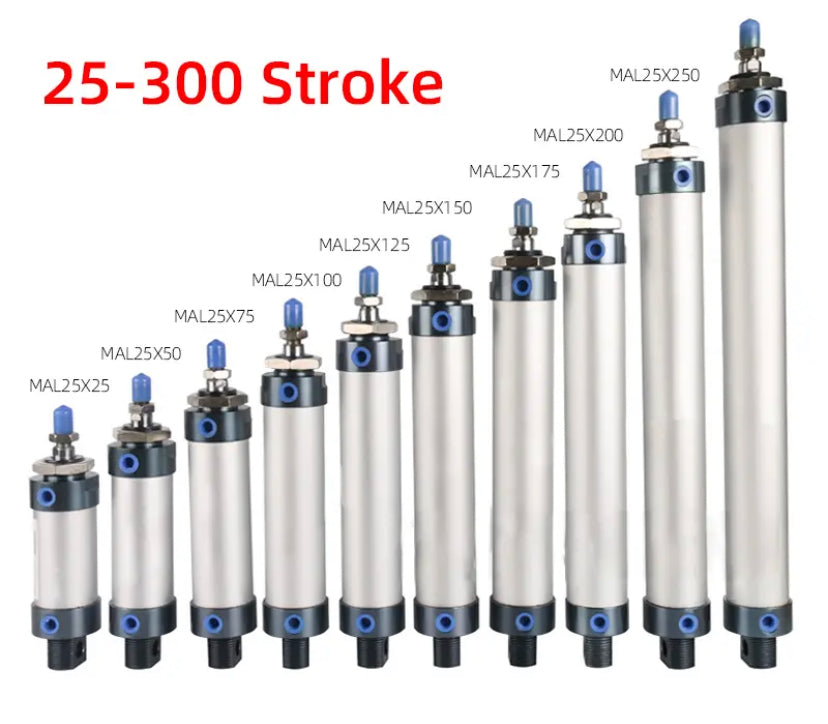 Pneumatic Cylinder Air MAL Series Mini 16/20/25/32mm Bore 25/50/75/100/200/300/400/500mm Stroke Single