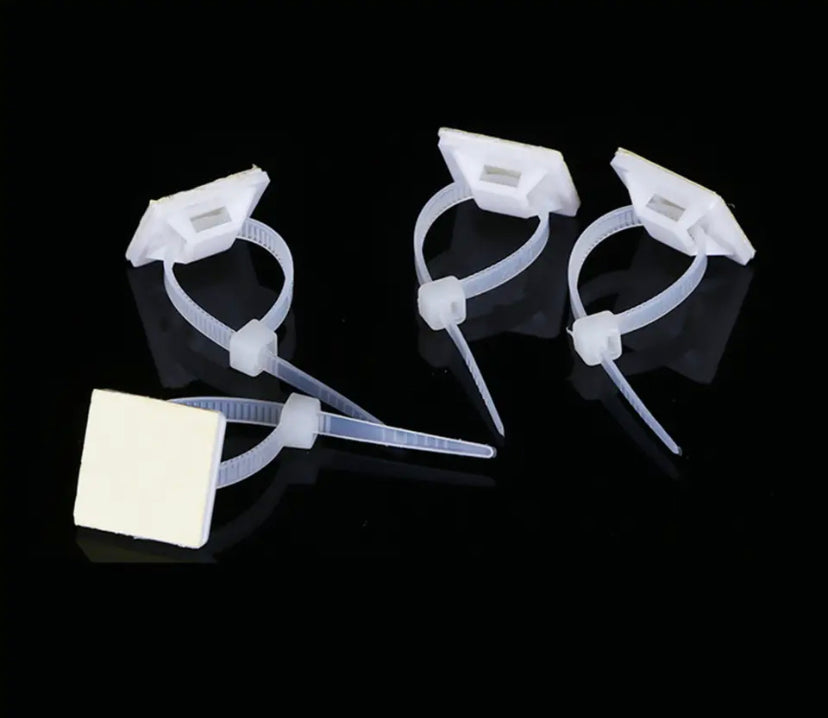 Pack of 100 Zip Tie Adhesive Mounts Self Adhesive Cable Tie Base Holders with Multi-Purpose Cable Tie