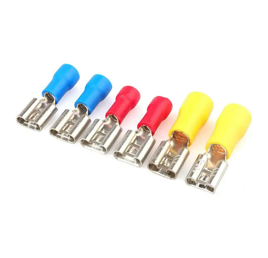 Insulated Female Crimping Terminals 6.3mm Seal Spade Electrical Wire Connector Wiring Cable Plug