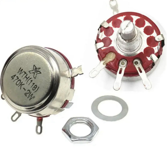 WTH118 2W 1A Potentiometer 1K 2.2K 4.7K 10K 22K 47K 100K 470K 1M WTH118-2W Round Shaft Carbon Rotary Taper Potentiometer