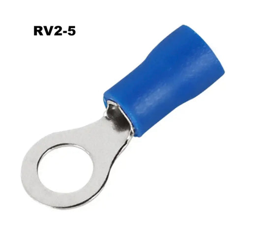 (2.5mm O Type) RV2-5 Blue Ring Insulated Wire Connector Electrical Crimp Terminal Cable Connector Wire Connector RV2.5-5 RV