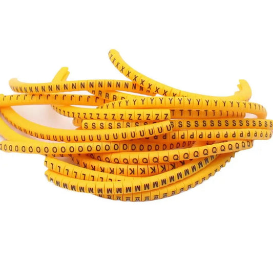 PVC Yellow Cable Wire Markers Labels Tags Cable Management  A-Z 0-9 suitable for 1.5 to 2.5 mm wire