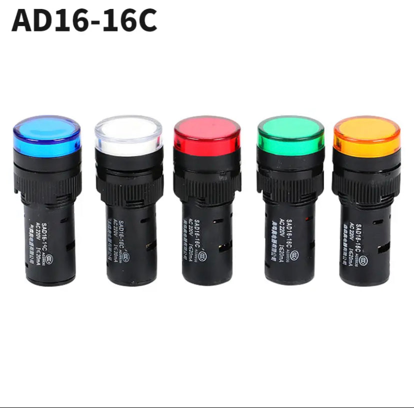 Panel Mounted LED Power Indicator Pilot Light Indicator Signal Lamp Light Waterproof AD16-16C 16mm AD16-22DS 22mm 12V24V220V380V