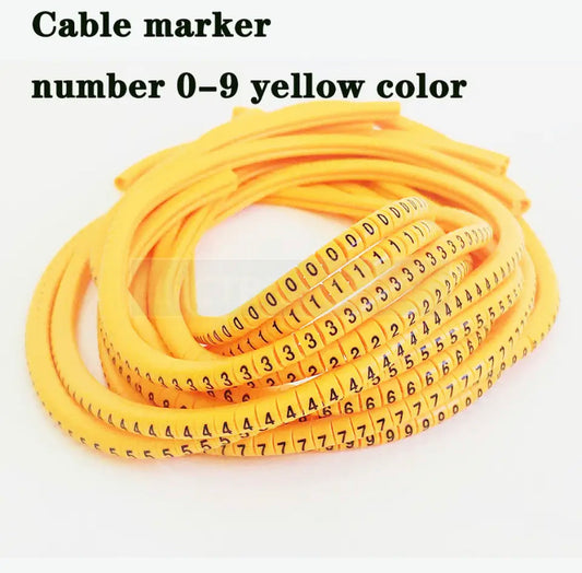 PVC Yellow Cable Wire Markers Labels Tags Cable Management A-Z 0-9 suitable for 4 to 6 mm wire