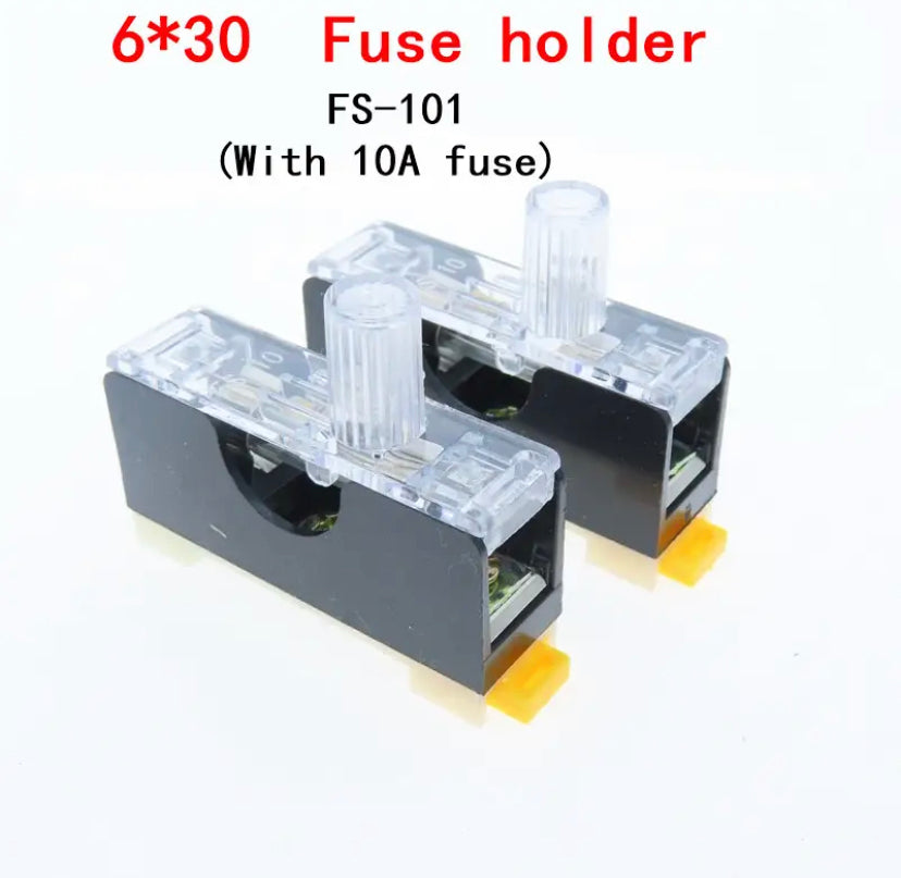 FS-101 Din Rail Mount Single Pole 6X30mm Fuse Holder Glass fuse 6*30 tube fuse casing WITH 10A FUSE