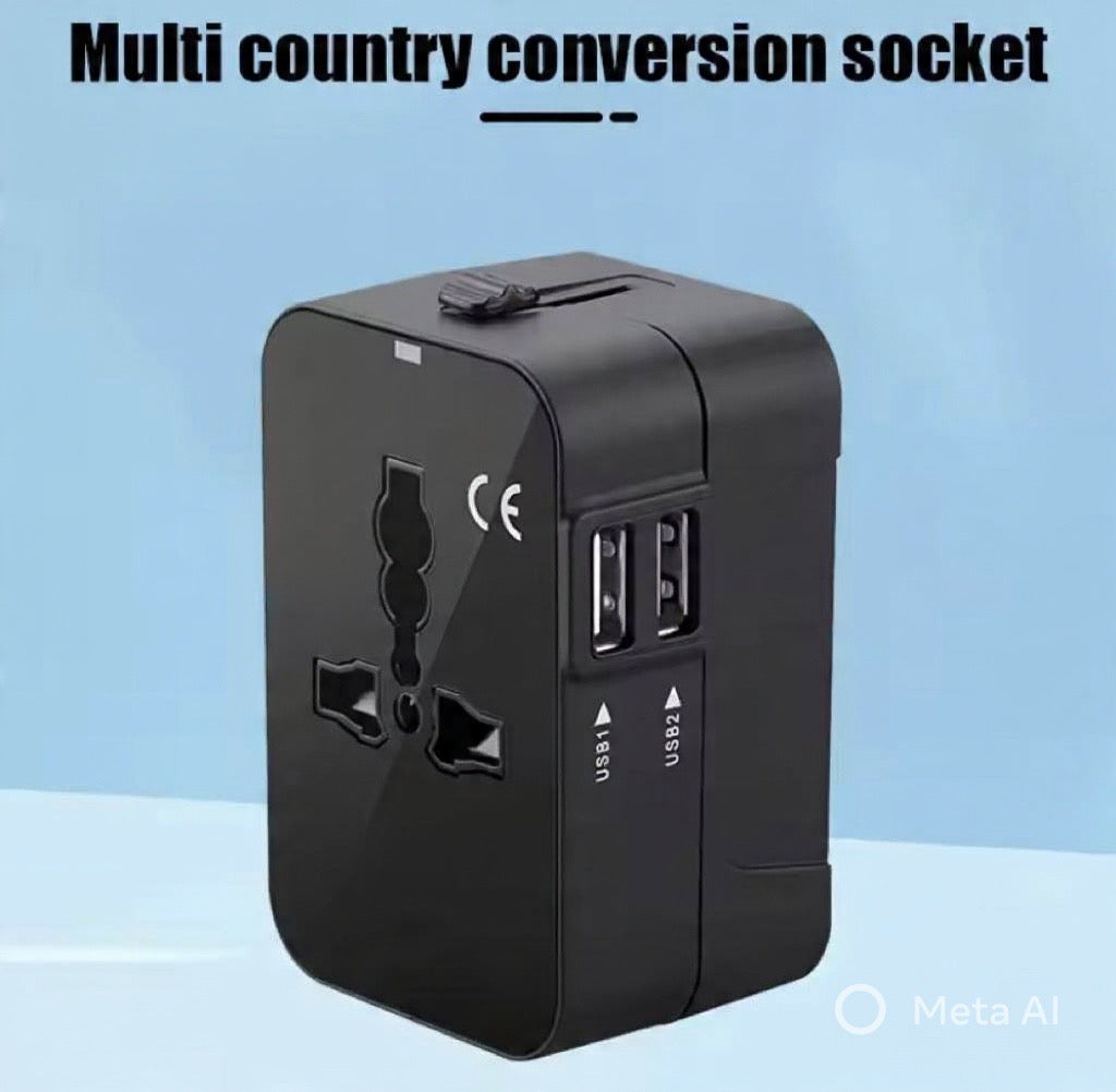 Universal All-in-One Wall Travel Charger Adapter with 2 USB - Includes US EU UK AU Plugs for International Travel