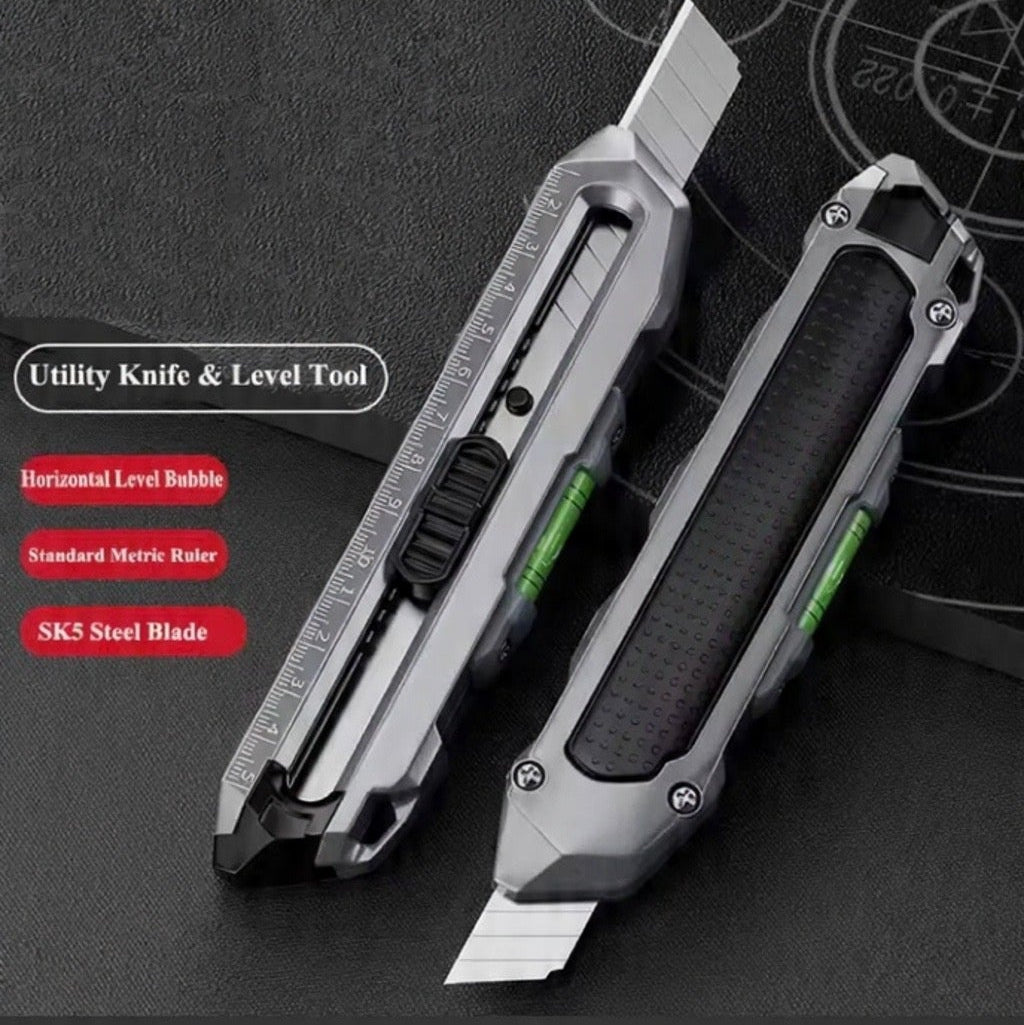 Multifunctional Utility Knife with Ruler and Level High Quality Cutting Tool Heavy-Duty All Steel Thickened Wallpaper Knife
