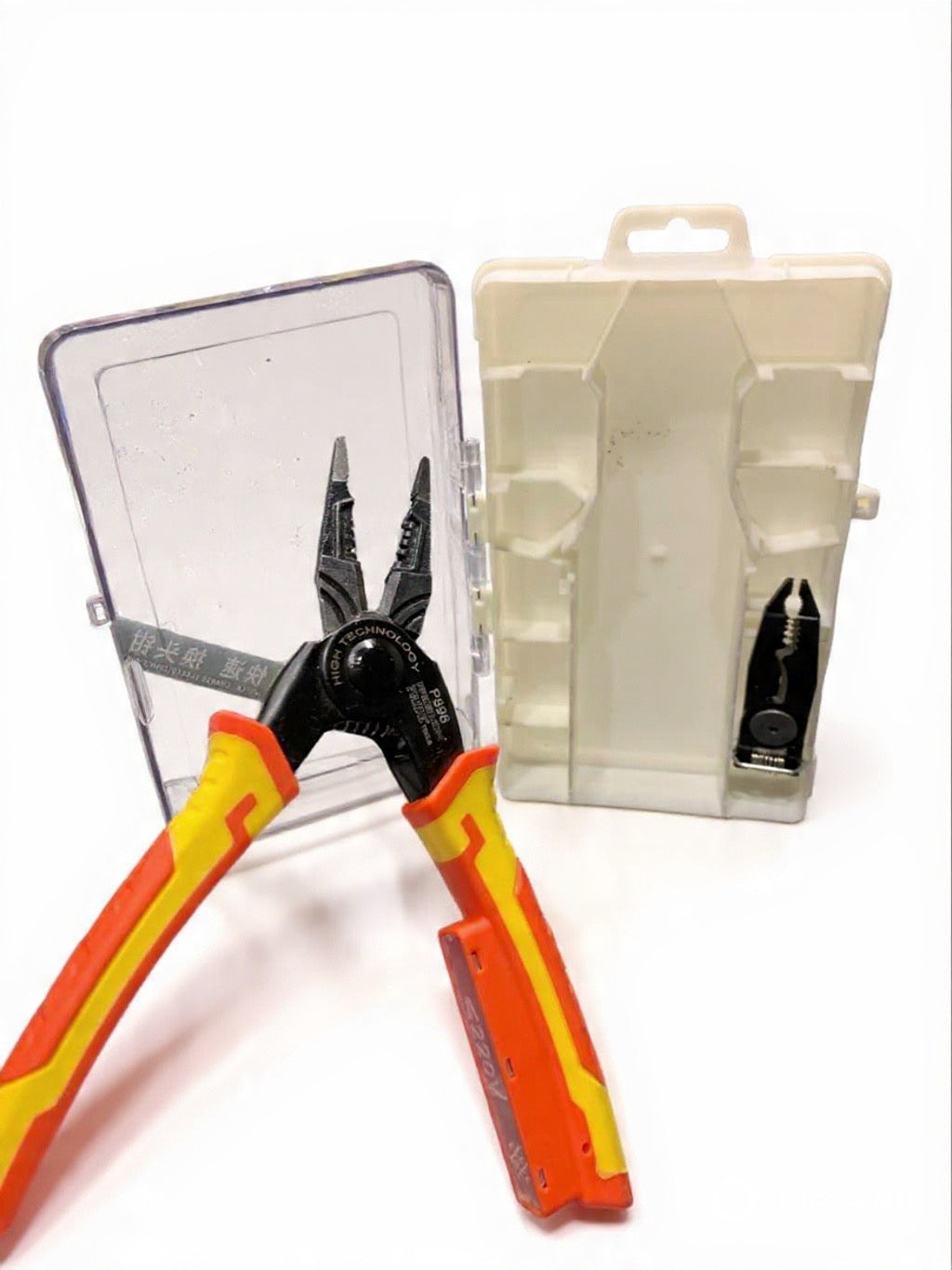 5 in 1 multifunctional NCV Pliers Tool Kit With 5 Interchangeable Heads Special For Electricians Combination Lineman Pliers,Cable Cutting,Wire Stripping,Crimping Tools,Sheet Metal Shear with Storage Box