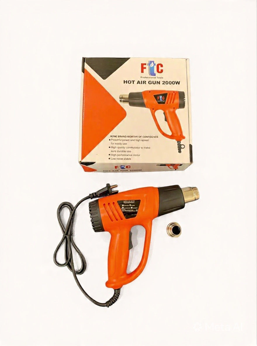 FTC Heat Gun 2000W Heavy Duty Fast Heat Hot Air Gun Kit with 752℉&1112℉（400℃-600℃） Dual-Temperature Settings For Crafts, Shrinking PVC, Stripping Paint