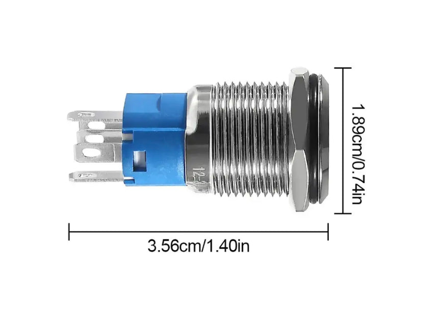 16MM DC 12V/24V Metal Latching Push Button Switch, 4 Pin Car RV Truck Boat SPDT ON/OFF Switch, Waterproof Self-Locking Round