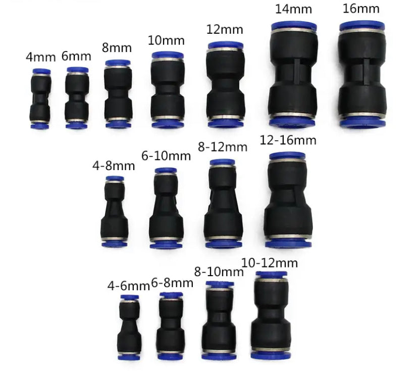 PG Straight Union Reducer Fitting Pneumatic Push to Connect Air Connector Socket Plug 6-4 8-6 10-8 12-10 8-4 10-6 12-8 MM