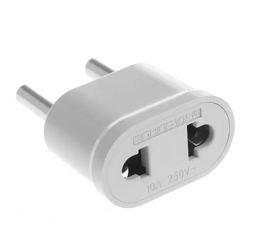 Flat Pins US To EU Euro Europe Plug Adapter 2 Round Socket Converter Adapter