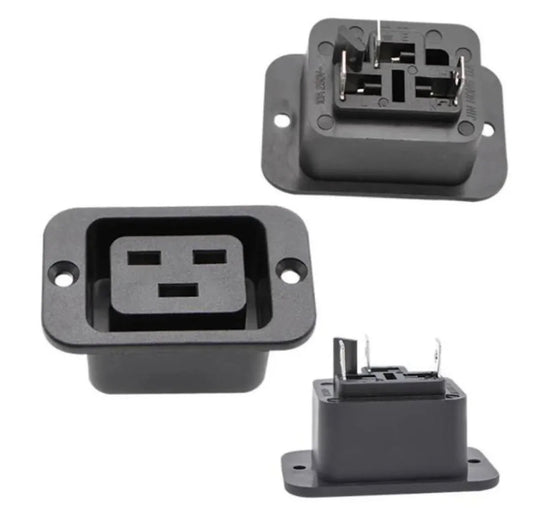 Black 16A C20 C19 PDU UPS Industry Power Receptacle AC Outlet Wire Connector PCB Panel Mount Electrical Power Socket Copper 250V