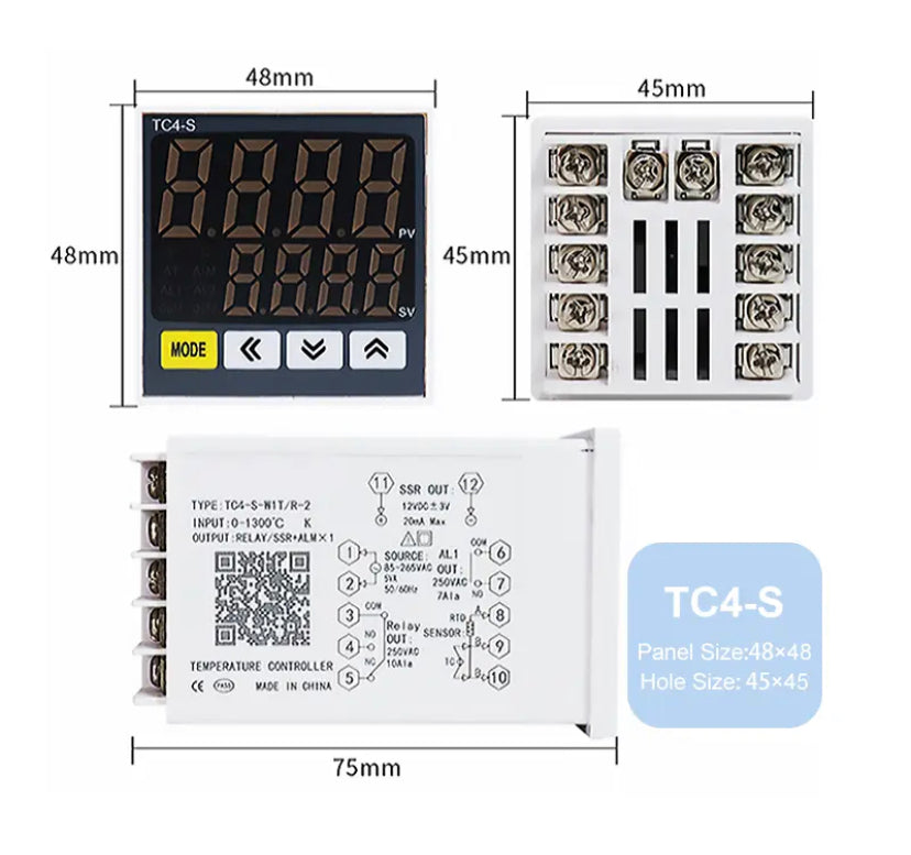 TC4 Series Intelligent Digital Display Temperature Controller Universal Input Double Output AC85-265V PID Control Thermostat