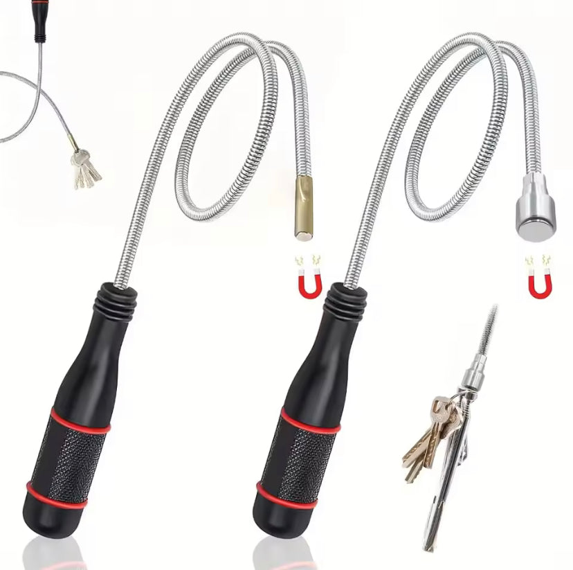 2PCS Strong Magnetic Pick Up Tool Flexible Magnet Spring Grip Grabber Hand Tools for Picking Up Nut Bolt Adjustable Pickup Rod Stick
