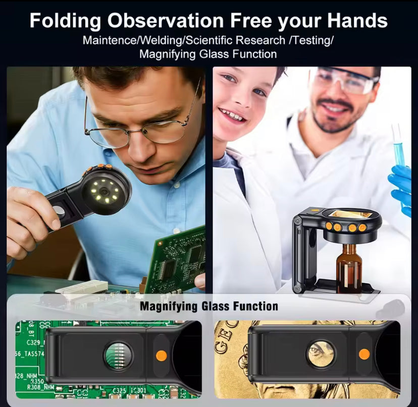 2-in-1 Handheld USB Digital Microscope 1000X Coin Microscope 2.8inch  Portable MicroCam for PC, Electronics Repair and Hobbyist