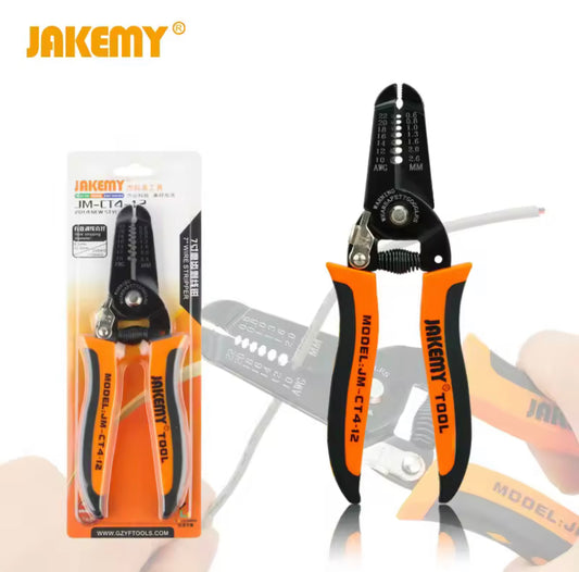 JAKEMY JM-CT4-12 7'' Wire Cable Stripper Stripping Wire Cable Cutter Decrustation Pliers Electrical Hand Tools AWG22-10