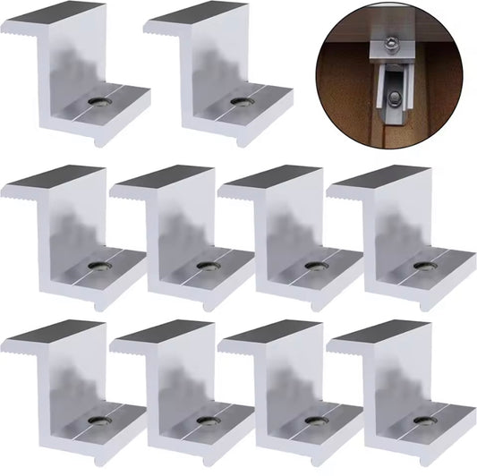10 Pieces Aluminum Alloy Solar Photovoltaic Brackets Clamp for Solar Module Panel Racking Mounts PV End Clamps Accessories