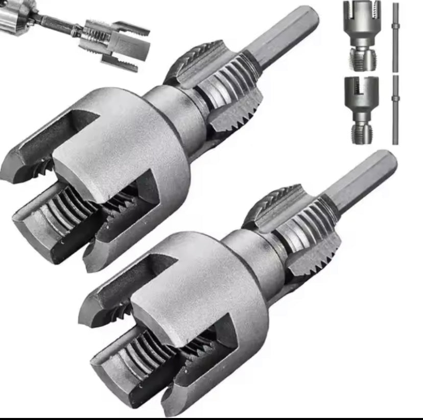 3PCS Pipe Thread Cutting Tool For 1/2 and 3/8 inch  Integrated Internal & External Pipe Threading Tool Electric Drill Compatible PVC Pipe Threader Kit