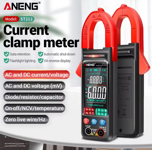 ANENG ST212 DC/AC Current Digital Clamp Meter 6000 Count 400A Amp Multimeter Voltage Tester NCV Ohm Auto Range LCD Display