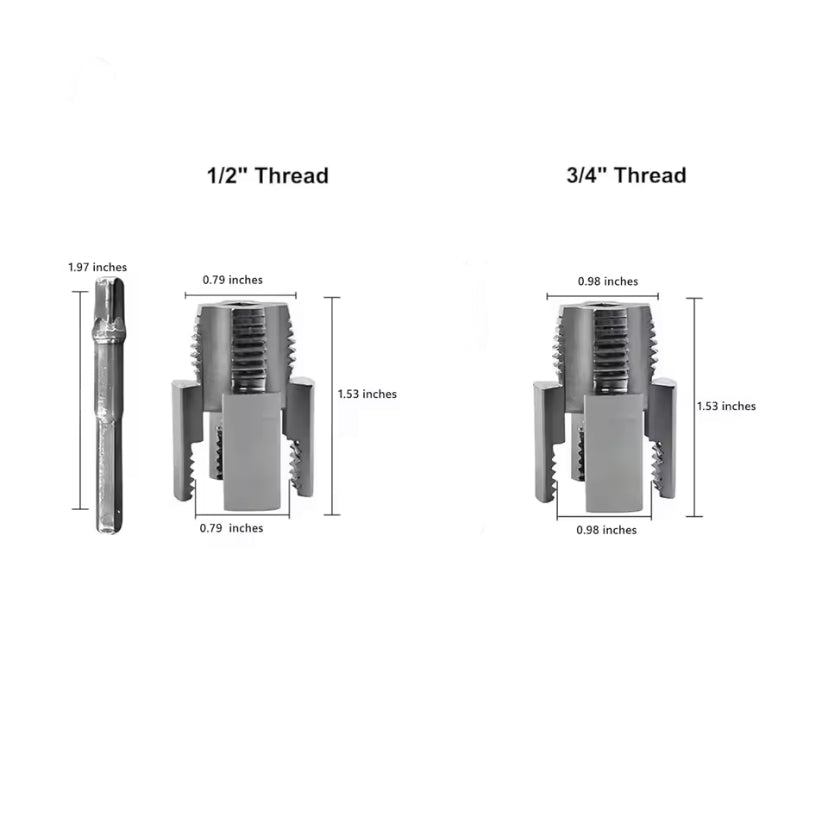 3PCS Pipe Thread Cutting Tool For 1/2 and 3/8 inch  Integrated Internal & External Pipe Threading Tool Electric Drill Compatible PVC Pipe Threader Kit