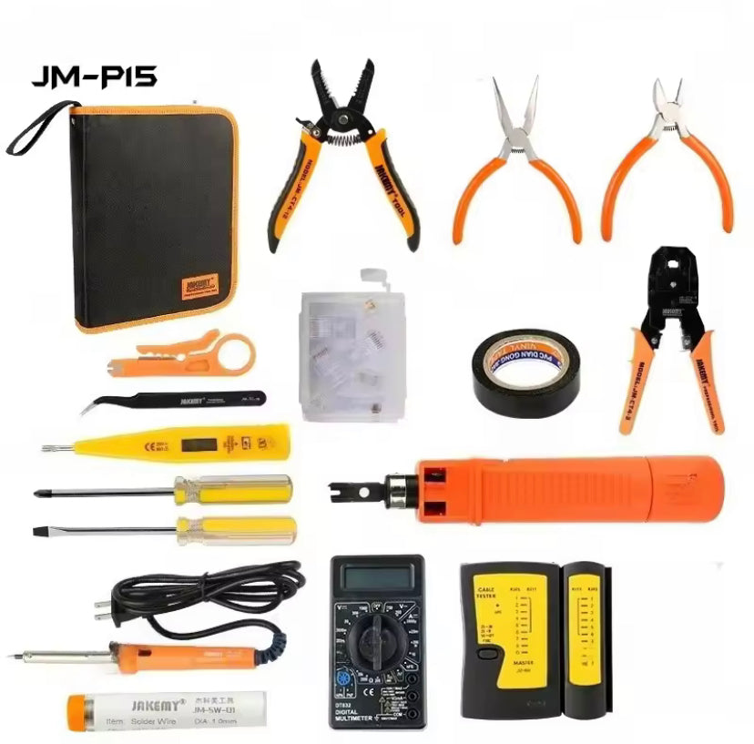 JM-P15 Electricians Network Screwdriver, DIY Repair Tool Set, Electrical Tool Kit, Soldering Iron Kit, Wholesale