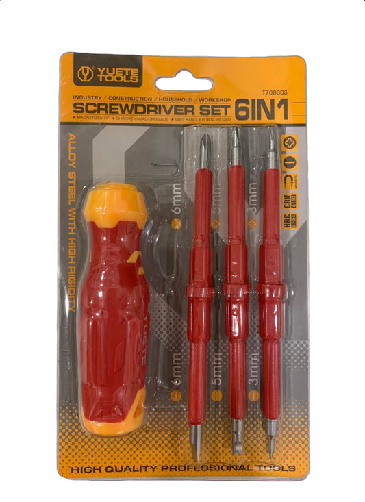 6 in 1 High-Voltage Insulated Screwdriver Set Magnetic Screwdrivers Cross And Flat Head Electrician Special