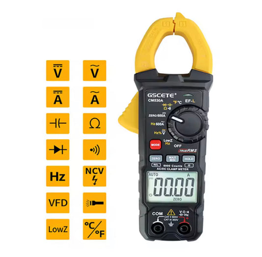 GSCETE CM520A Professional Digital Clamp Multimeter DC/AC Electrician Automotive Tester 400A/500A/600A Current Digital Clamp Meter