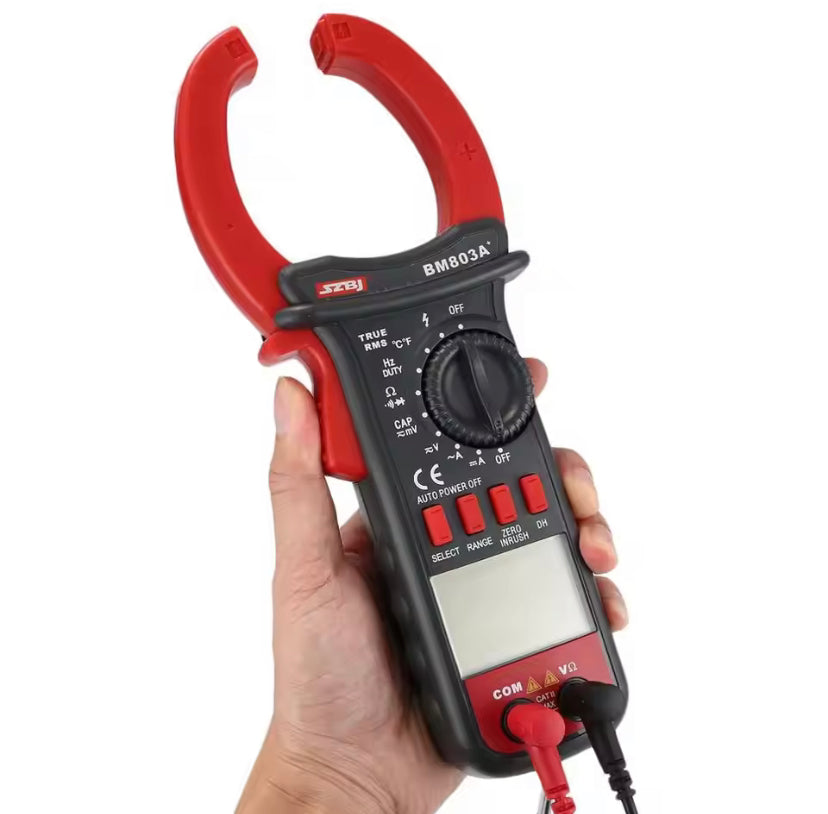 SZBJ BM803A+ Digital Clamp Meter 1000A Clamp Multimeter AC/DC Voltage Current Tapacitor Frequency Temperature Tester True RMS