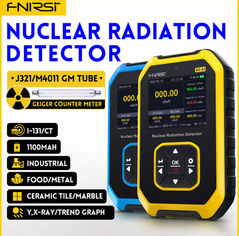 FNIRSI GC-01 Geiger Counter Nuclear Radiation Detector Personal Dosimeter X-ray γ-ray β-ray Radioactivity Tester Marble Detector