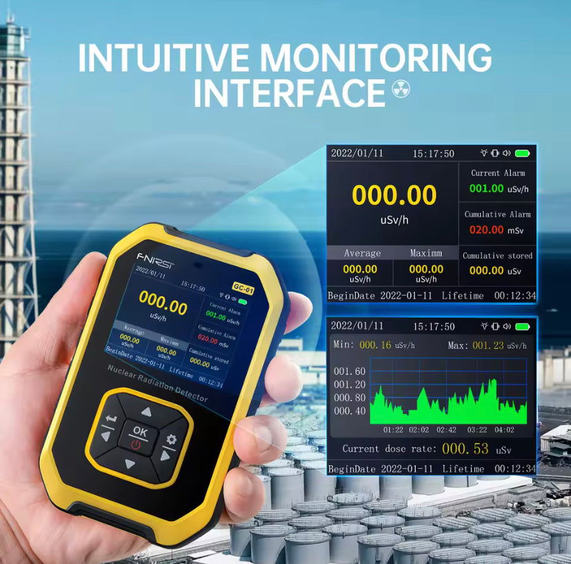 FNIRSI GC-01 Geiger Counter Nuclear Radiation Detector Personal Dosimeter X-ray γ-ray β-ray Radioactivity Tester Marble Detector