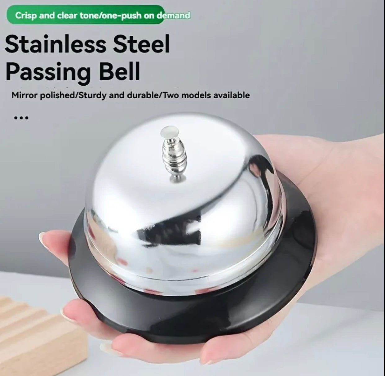2 PCS Stainless Steel Counter Service Bell, Loud and Clear Ring, Hotel Reception, Restaurant, Kitchen, Store, School