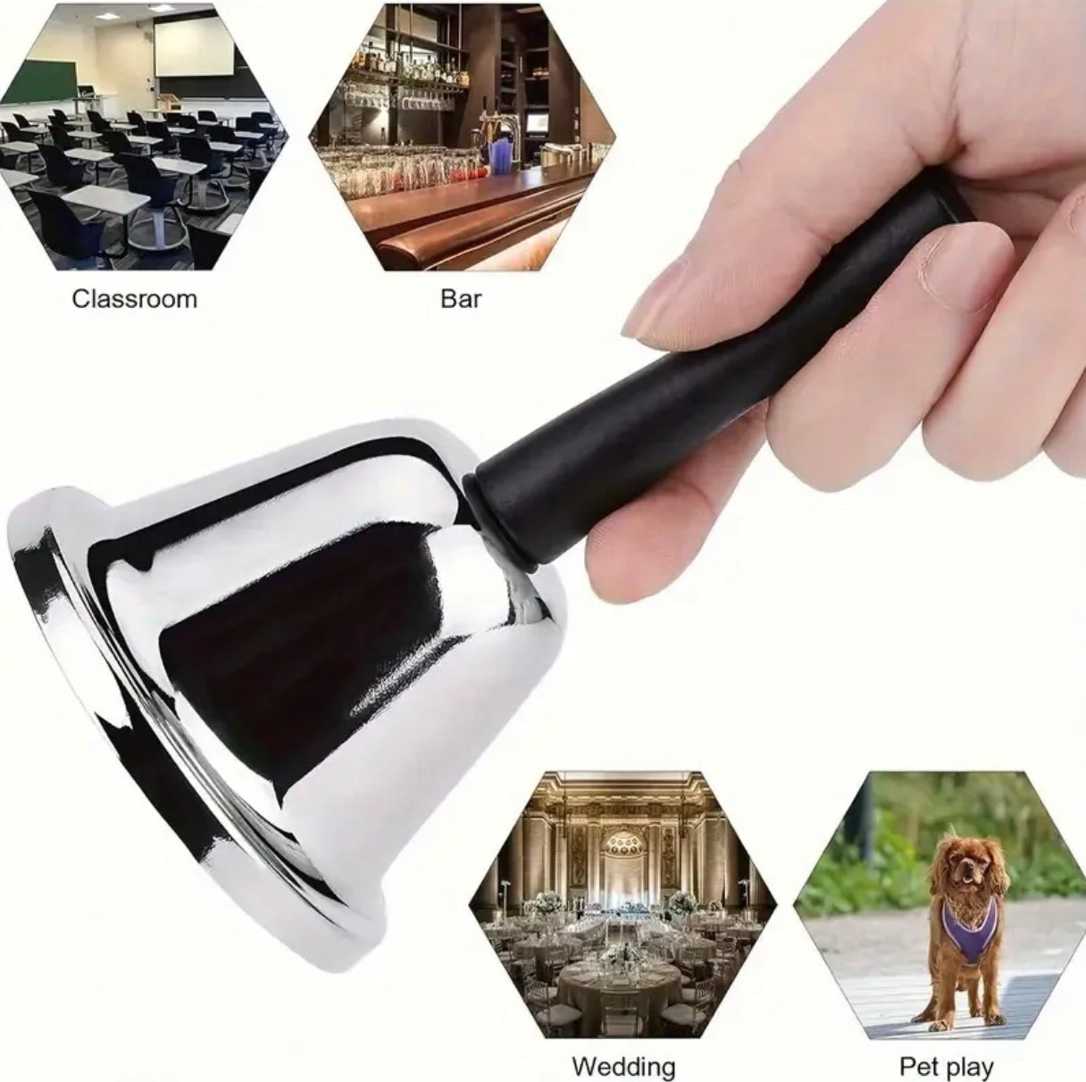 1pc Hand Bell, Classic Dinner Bell, Durable Hand Bell, Loud Call Bell, Service Bell for Weddings, School Classrooms, Service and Game Parties, Christmas