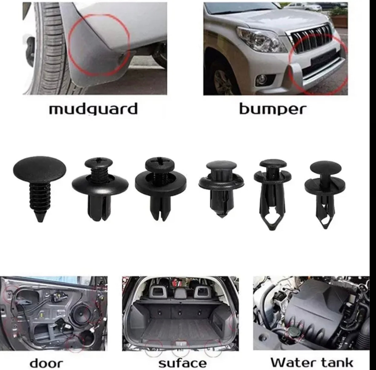 100pcs Car Fastener Clip Set 10 Sizes 10pcs Each Size Door Mudguard Clips Body Bumper Trim Fixing Additions Hood Splash Guard Clips Car Repair Tool Set Suitable for Car Modification And Daily Maintenance