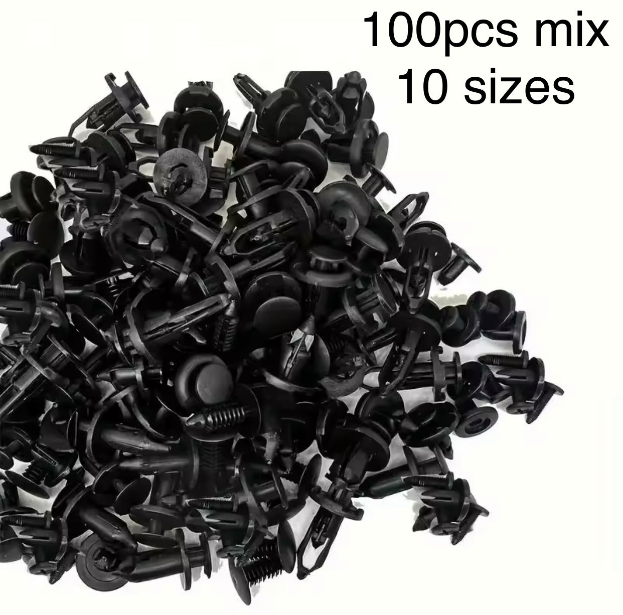 100pcs Car Fastener Clip Set 10 Sizes 10pcs Each Size Door Mudguard Clips Body Bumper Trim Fixing Additions Hood Splash Guard Clips Car Repair Tool Set Suitable for Car Modification And Daily Maintenance