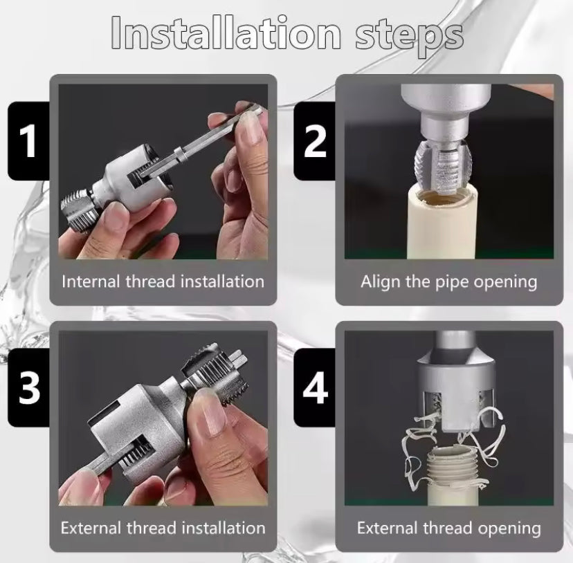 Electric Drill PVC Pipe Threader Kit 3/4 Inch Internal External Thread Cutter Tool Plumbing Repair for PVC Pipe DIY