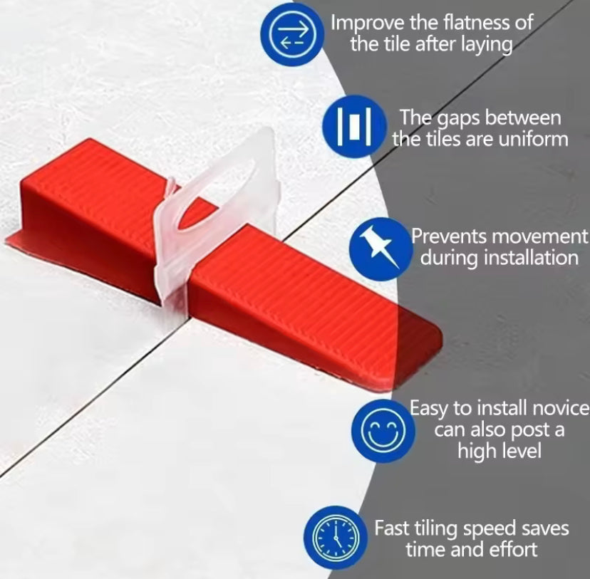100PCS Floor Tile Leveling System Clips Spacers Straps Tile Piler Wadge Ceramic Tile Laying Leveling Construction Tools