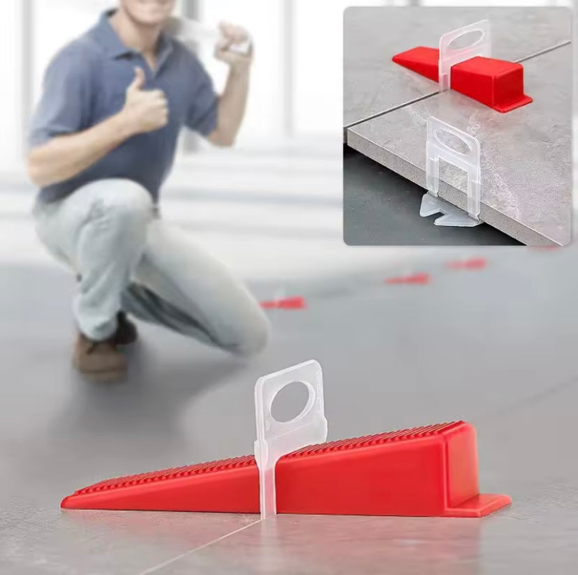 100PCS Floor Tile Leveling System Clips Spacers Straps Tile Piler Wadge Ceramic Tile Laying Leveling Construction Tools