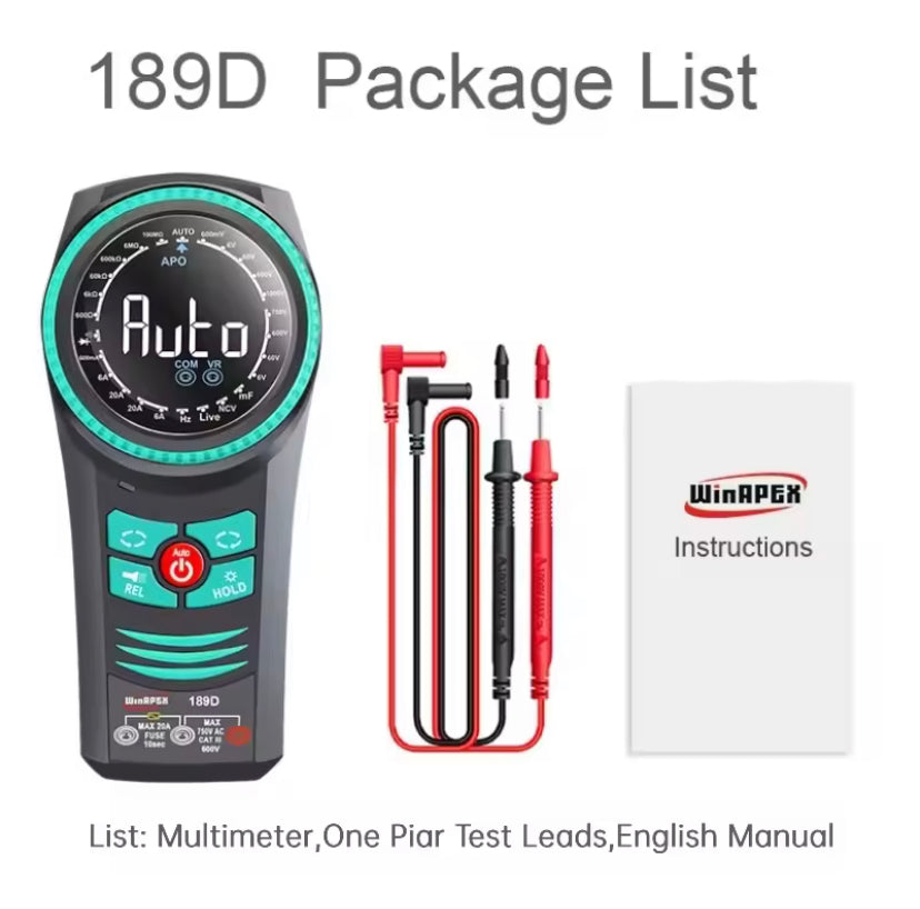 WINAPEX 189C/D Portable Rotary Dial Digital Multimeter AC DC Voltage Current Tester NCV Diode Capacitance Resistance Meter