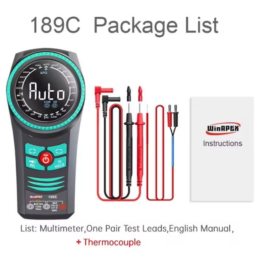 WINAPEX 189C/D Portable Rotary Dial Digital Multimeter AC DC Voltage Current Tester NCV Diode Capacitance Resistance Meter