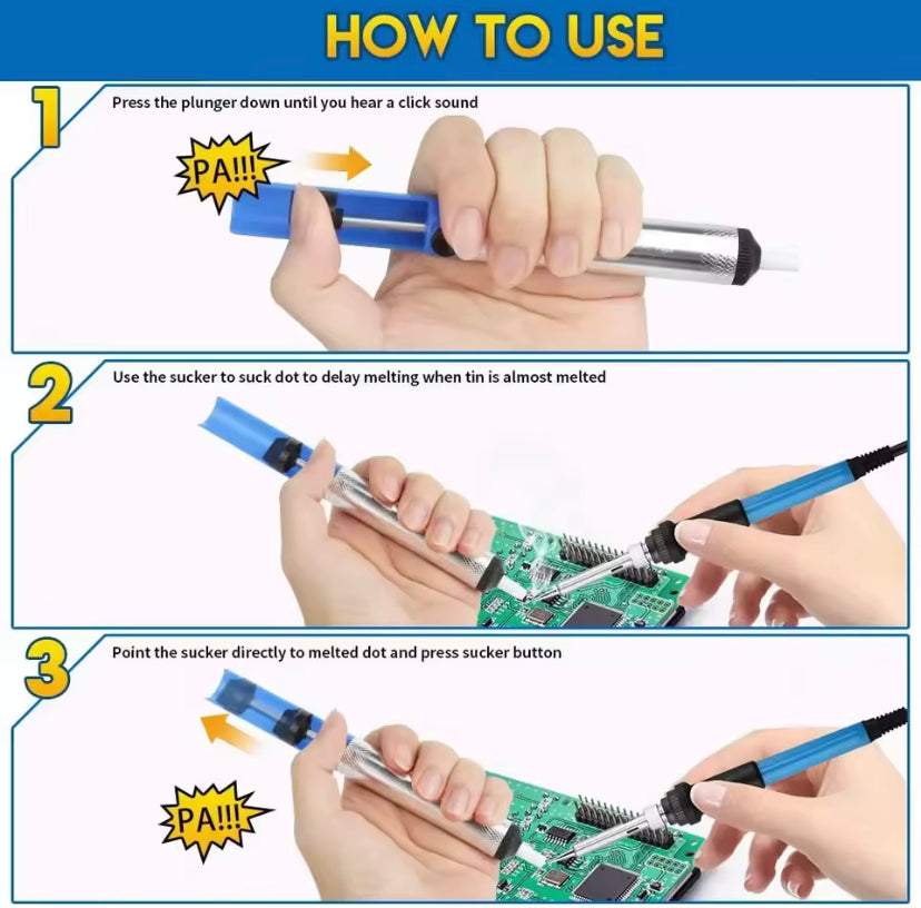 Aluminium Desoldering Suction Pump Tool Solder Sucker Suction Tin Pen Removal Device Blue Vacuum Soldering Iron Desolder