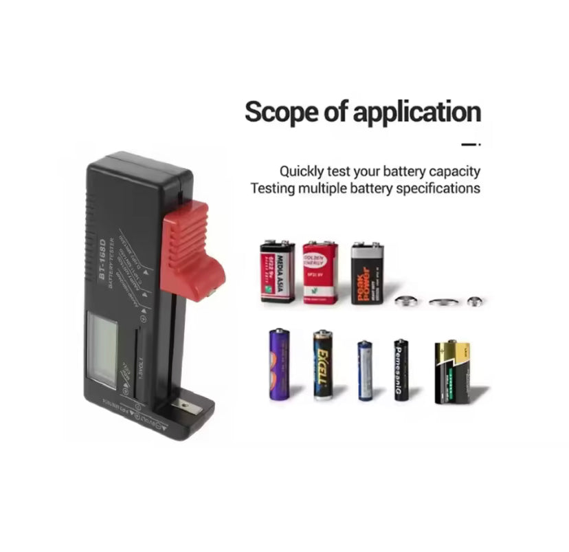 BT-168D Battery Tester Universal Digital LCD Tester AA AAA CD 9V 1.5V Button Cell Voltage Battery Voltage Tester