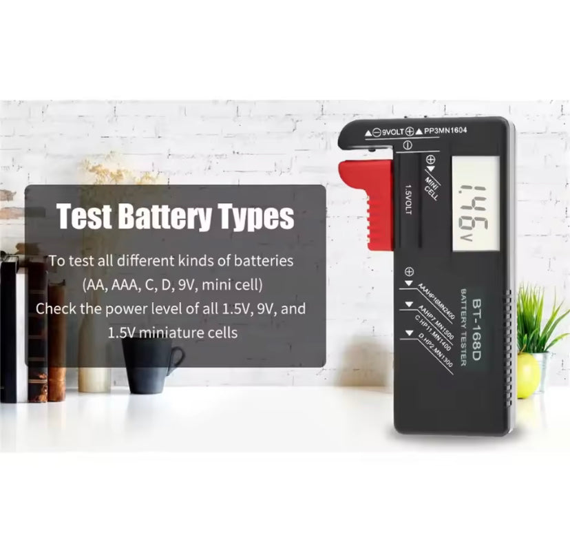 BT-168D Battery Tester Universal Digital LCD Tester AA AAA CD 9V 1.5V Button Cell Voltage Battery Voltage Tester