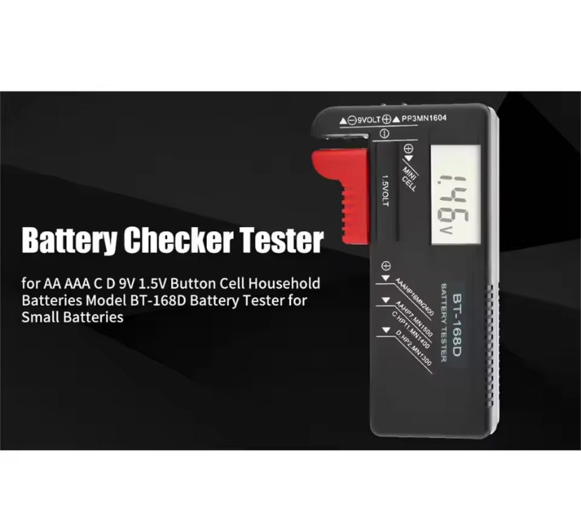 BT-168D Battery Tester Universal Digital LCD Tester AA AAA CD 9V 1.5V Button Cell Voltage Battery Voltage Tester