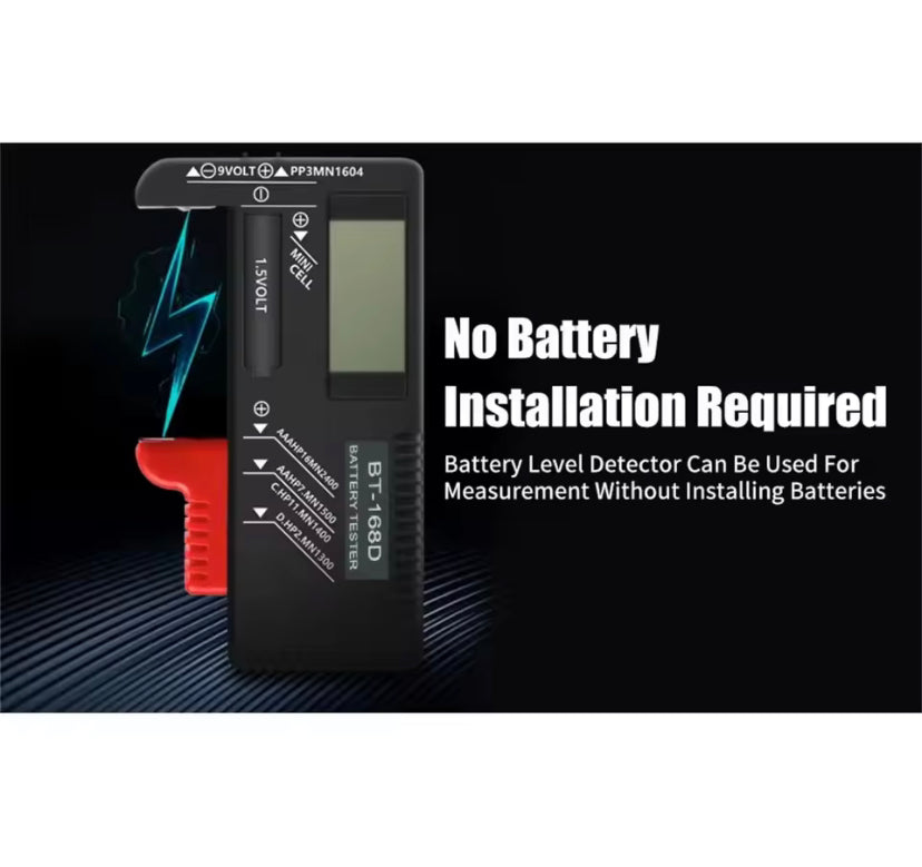 BT-168D Battery Tester Universal Digital LCD Tester AA AAA CD 9V 1.5V Button Cell Voltage Battery Voltage Tester