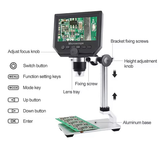 G600 600X Electronic USB Microscope Digital Soldering Video Microscope Camera 4.3 inch LCD Endoscope Magnifying Camera