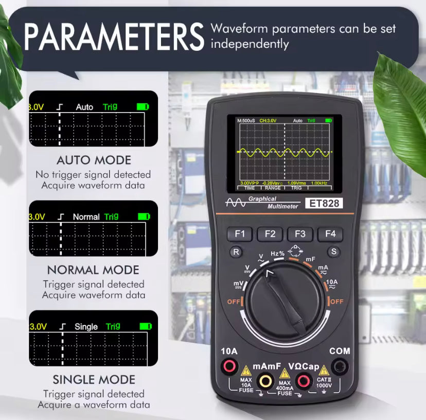 ET828 Oscilloscope Multimeter Oscilloscope + Multimeter Two-in-one Sampling Rate 1MHZ 2.5MSPS