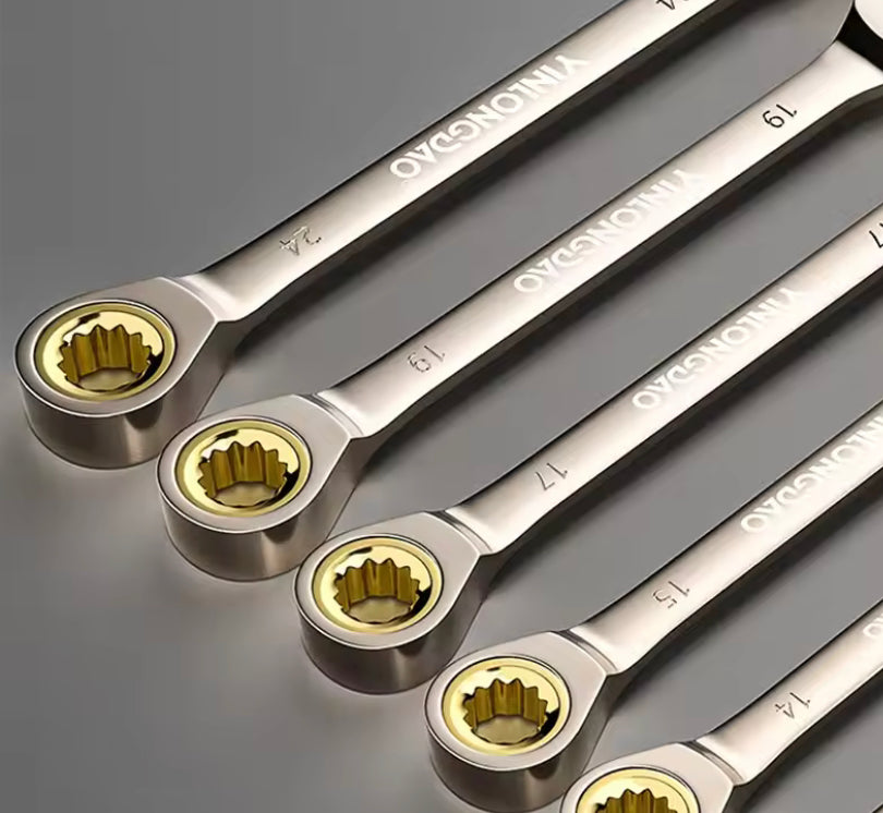 1Pc Key Wrench Flexible Golden Ratchet Wrenches Torque Universal Spanners for Car Repair Tools Metric Hand Tool